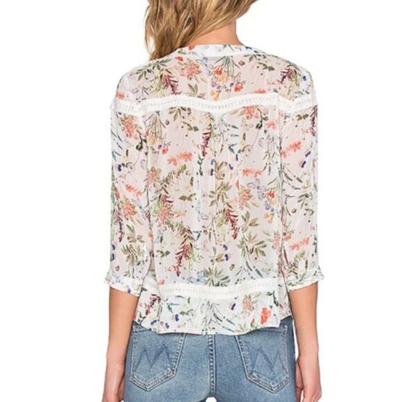 The Kooples Floral Botanical Lace Up Blouse Size XS - Picture 3 of 16